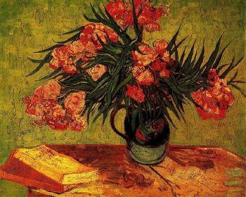 Still Life, Vase with Oleanders and Books